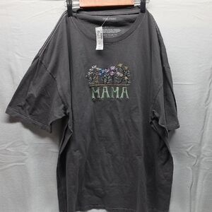 Womens Gray Graphic Maurices "MAMA" T-Shirt Relaxed Fit XXL